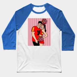 Dancing Cheerleader Cheers With Pom Poms Baseball T-Shirt